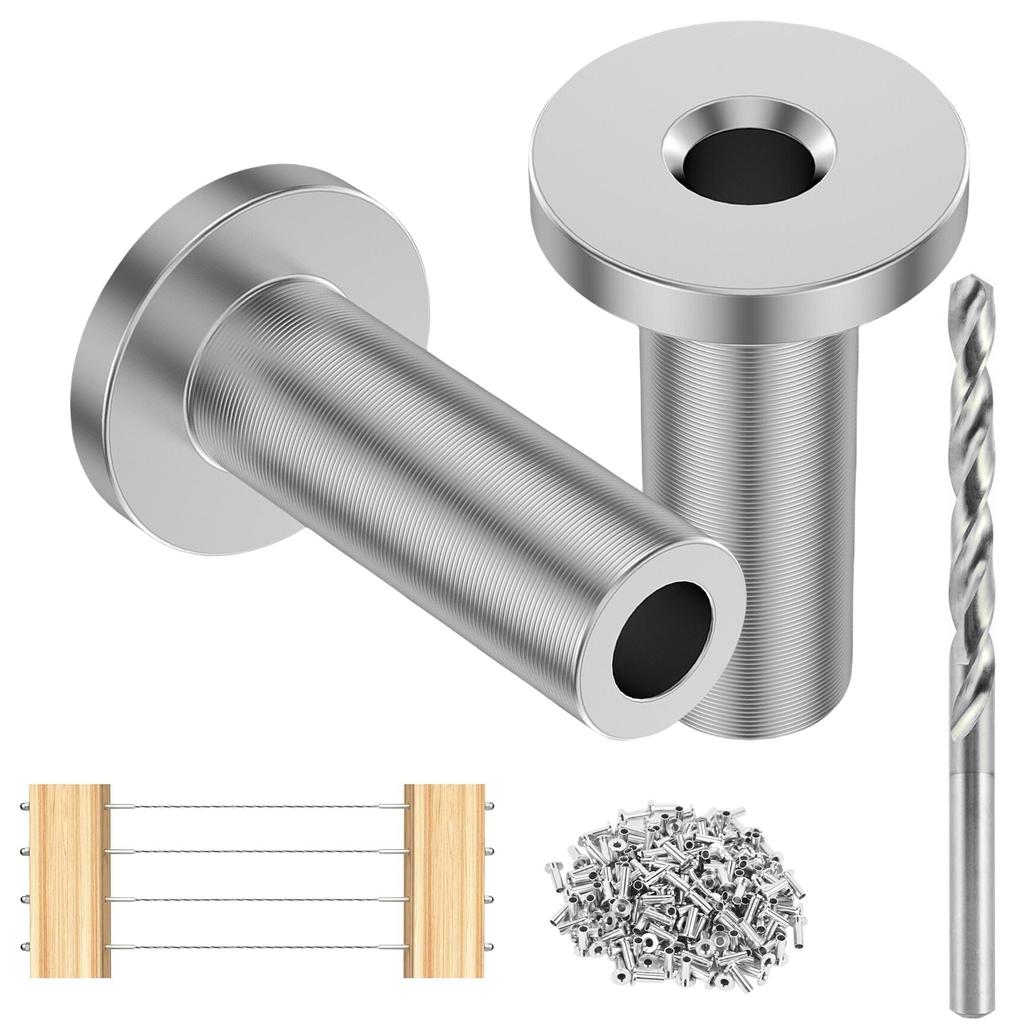 100 Set Steel Cable Railing Protector Sleeves Cable Railing Hardware Sleeves Simple Installation Suitable for Wood Posts