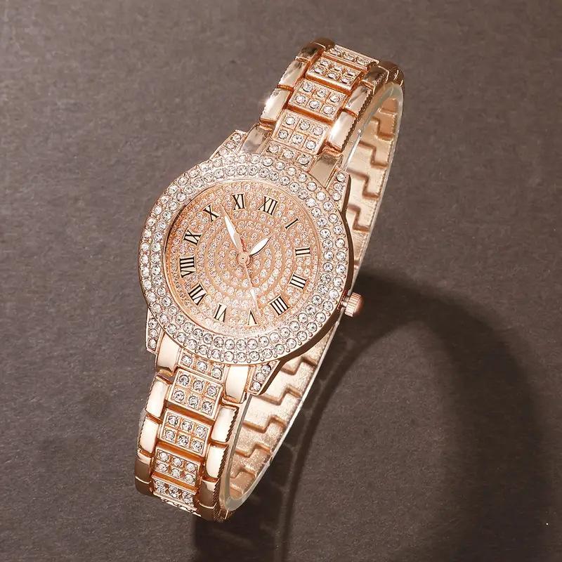 Füllhorn Hand Damen Diamantenbesetzte Leichte Luxusuhr Student Römisches Muster Voll Diamanten Zigeunerstern Temperament Schmuck Damenuhr