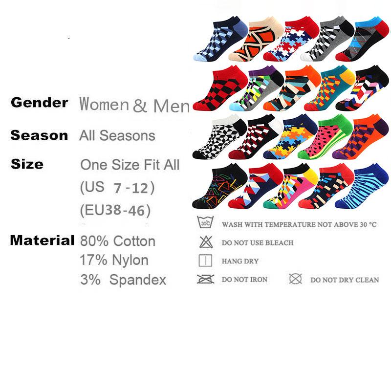 Socken Herren Neuestes Design Bootssocken Kurze Sommersocken Qualität Business Geometrisches Gitter Bunte Herren Baumwollsocken