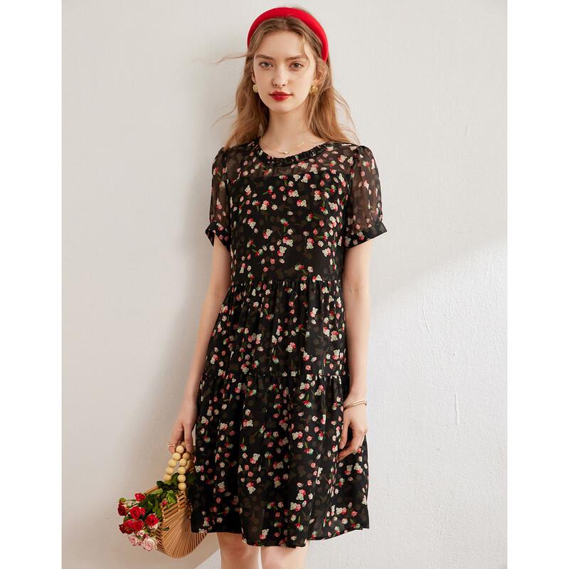 Bailuyu Women s Floral Print A-Line Midi Dress L