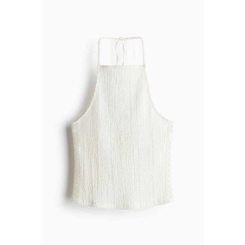 

HM 2025 Summer New Arrival Women s Clothing Fashion Casual Texture Open Back Tops 1302186 White 155/80(XS)