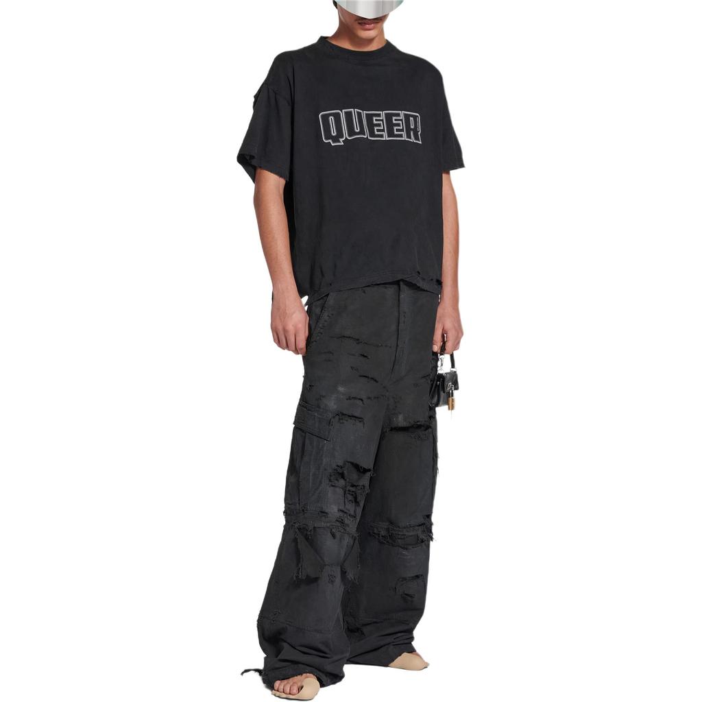 Balenciaga SS25 T Shirt Loose Fit Unisex Black 826346TSVS51041