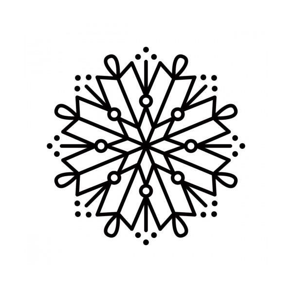 Tampon bois - ARTEMIO - Flocon 8 branches - Blanc - Idéal pour carterie et scrapbooking