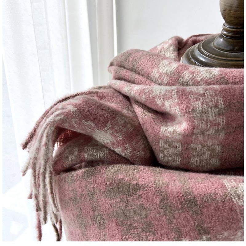 Striped Plaid Scarf Women's New Winter Scarf Thickened Warm Shawl  Warm Neck Scarf Autumn Winter Thickened Coldproof Wrap Scarf