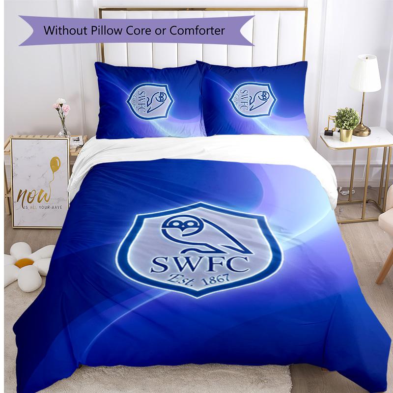 Sheffield Wednesday Football Printed 3 Pieces Bedding Set, Comfortable Skin Friendly Bedroom Duvet Cover Set