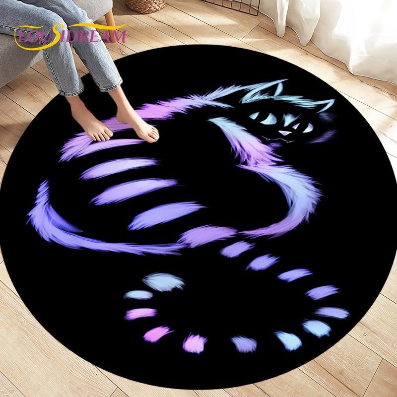 3D Cartoon Cute Cat Area Rug,Round Carpet Rug for Living Room BedRoom Sofa Chair,Kids Play Crawl Soft Non-slip Floor Mat Gift
