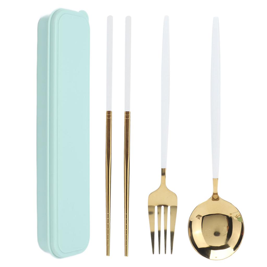 Portable Cutlery Set Stainless Steel Tableware Anti Corrosion Non Slip Anti Fading Chopsticks Spoon for Outdoor