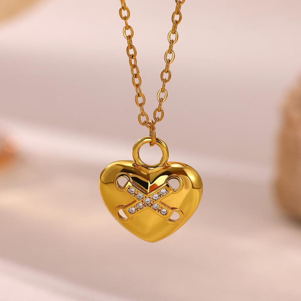 Corss CZ Love Triangle Lucky Birthday Necklace Jewelry For Women Girls Luxury Temperament Gold Color Romantic Choker Gifts