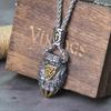 Nordic Viking Bear Claw Valknut Necklace Stainless Steel Pendant with Wooden Box Mens Gift Vintage Jewelry