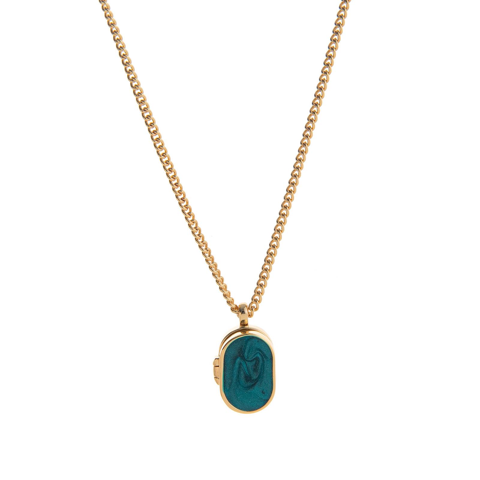 

Color Dopamine Stainless Steel Necklace Love Square Round Openable Album 18K Color Retention