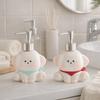 Distributeur de savon liquide en céramique Pompe à pression Bouteille de shampooing Forme de chien créative Bouteille de lotion Salle de bain