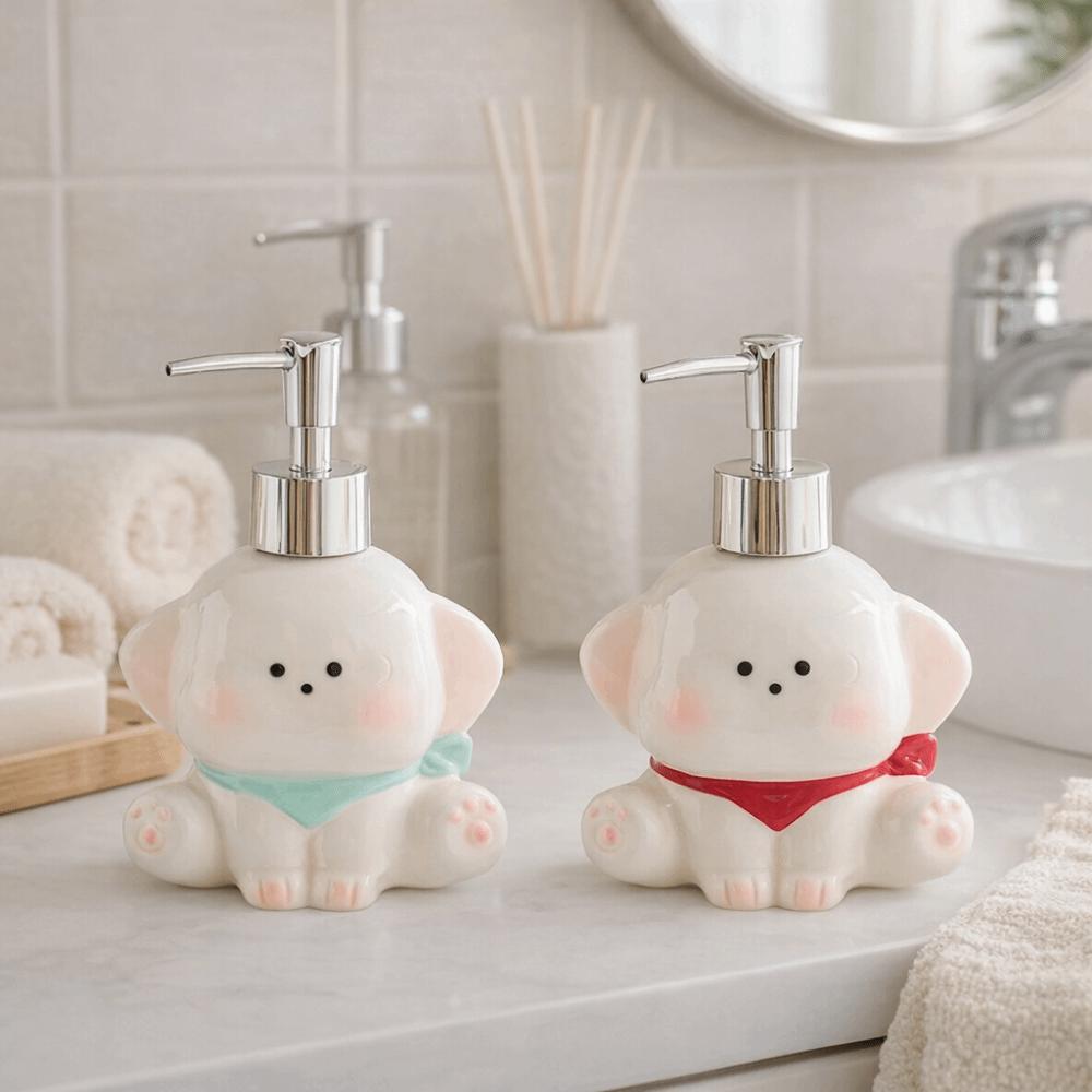 Dog Shape Liquid Soap Dispenser Ceramic Shampoo Bottle Dog Shape Lotion Bottle  Bathroom