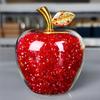 Crystal Apple Figurine Artificial Glass Apple-Shaped Paperweight Home Decor Filled with Fake Diamonds Fruits Collectibles Art  (Red)