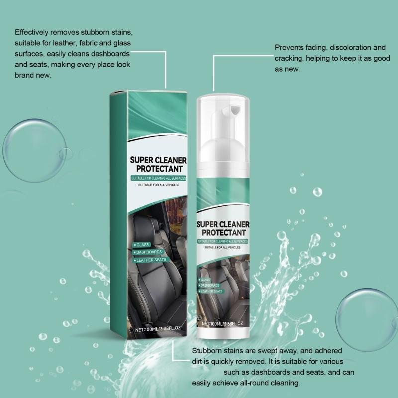 Multifunctional Car Seat Cleaner 100ml Car Interior Seat Dashboard Foam Cleaner and Protectant Effective Removal Stains