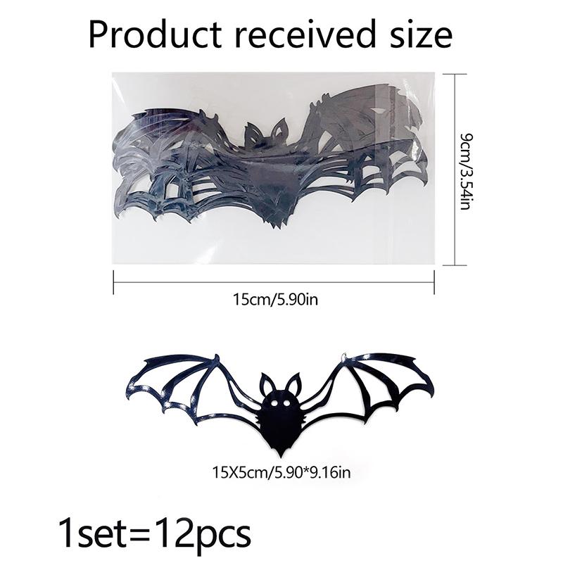 

12PC/Set Black Background 3D Bat Halloween Decorative Wall Stickers Creative Wall Pictures Simple Three-dimensional Wall Stickers чёрный