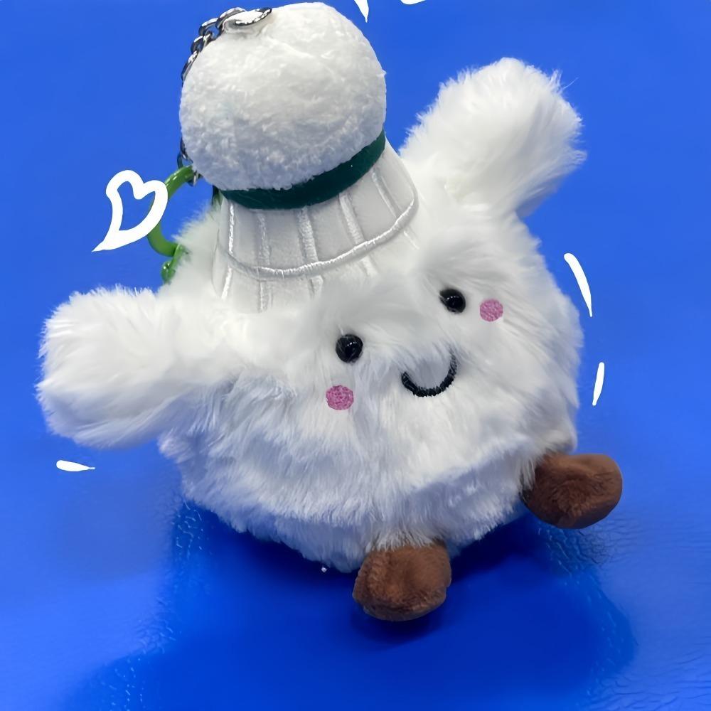 New Creative Badminton Keychain Furry Cute Plush Doll Soft Fun Toys Bag Decor Pendant Friends Gifts