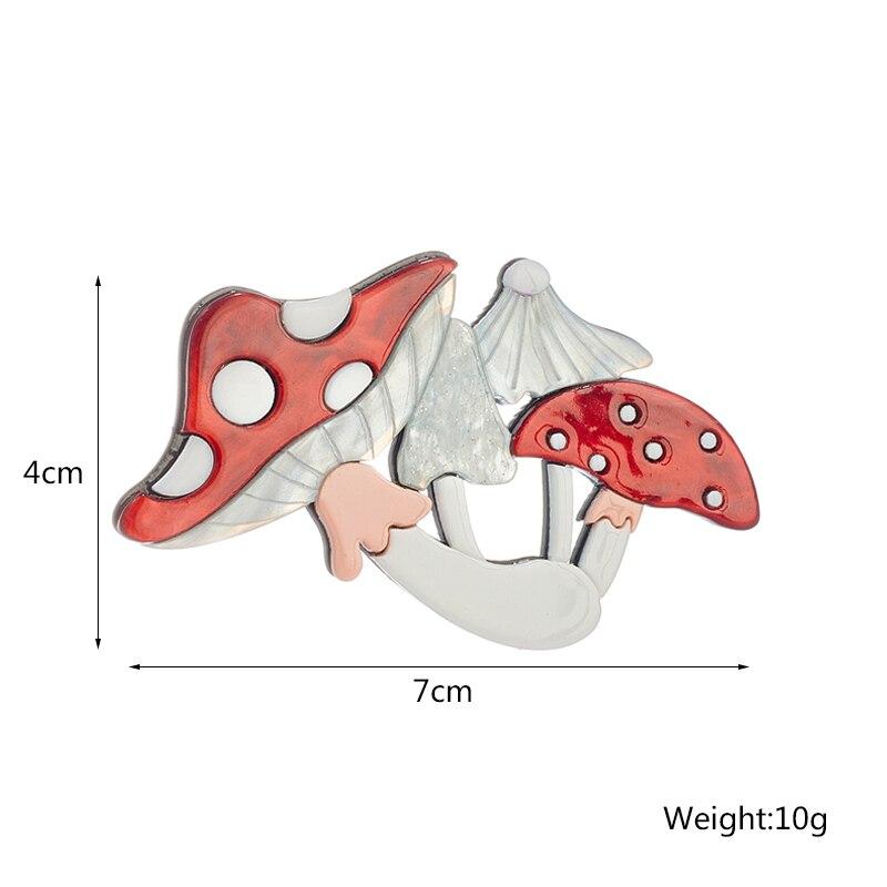 Blucome Broszki w kształcie grzybów damskie stylowe akrylowe materiałowe rośliny nowo przybyłe proste słodkie akcesoria urodzinowe na torbach ubrania