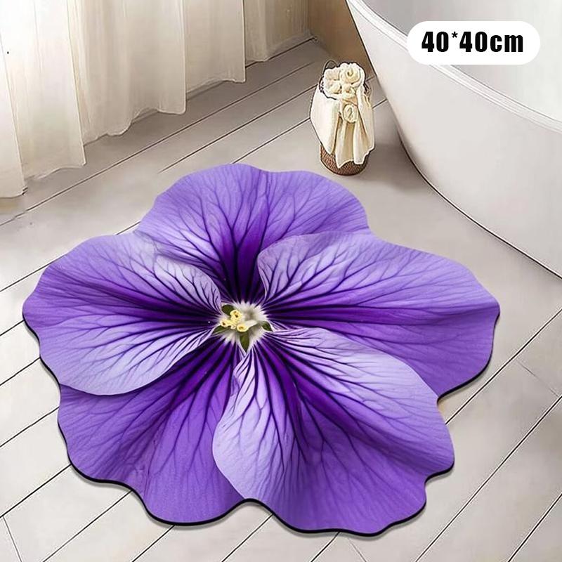 New Flower Carpet Special-Shaped Soft Peony Floor Mat Durable 40X40Cm Non-Slip Absorbent Bathroom Floor Mat