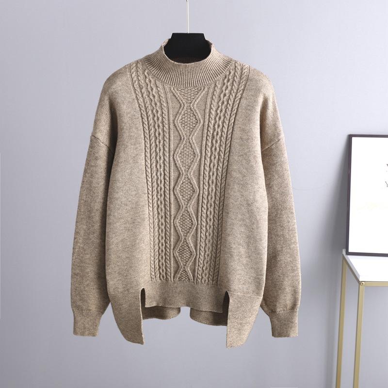 Autumn and Winter Women's Sweater Set Knitted Thickened Loose High Neck Sweater Wide Leg Pants Two-piece Set