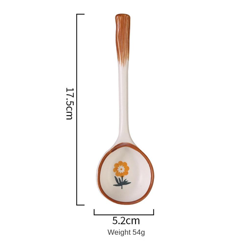 Keramisk soppsked Japansk stil Kreativ grov keramik Handmålad keramisk sked Kaffe Mjölk Dessertsked Kreativt bordsserv