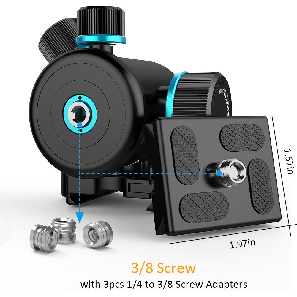Andoer TB81X 360° Rotating Panoramic Ballhead Tripod Ball Head for Tripod Monopod Slider DSLR Camera with Adapters Max. Load 8KG