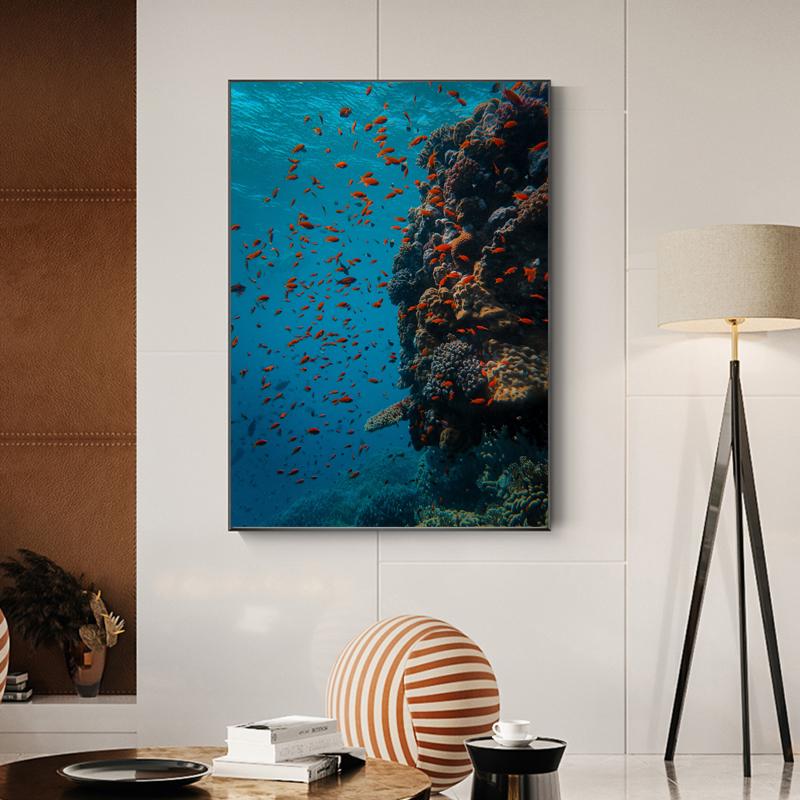 RELIABLI ART Animal Pictures Cluster Of Fish In Sea Canvas Paintings Wall Art Prints For Living Room Home Decoration No Frame