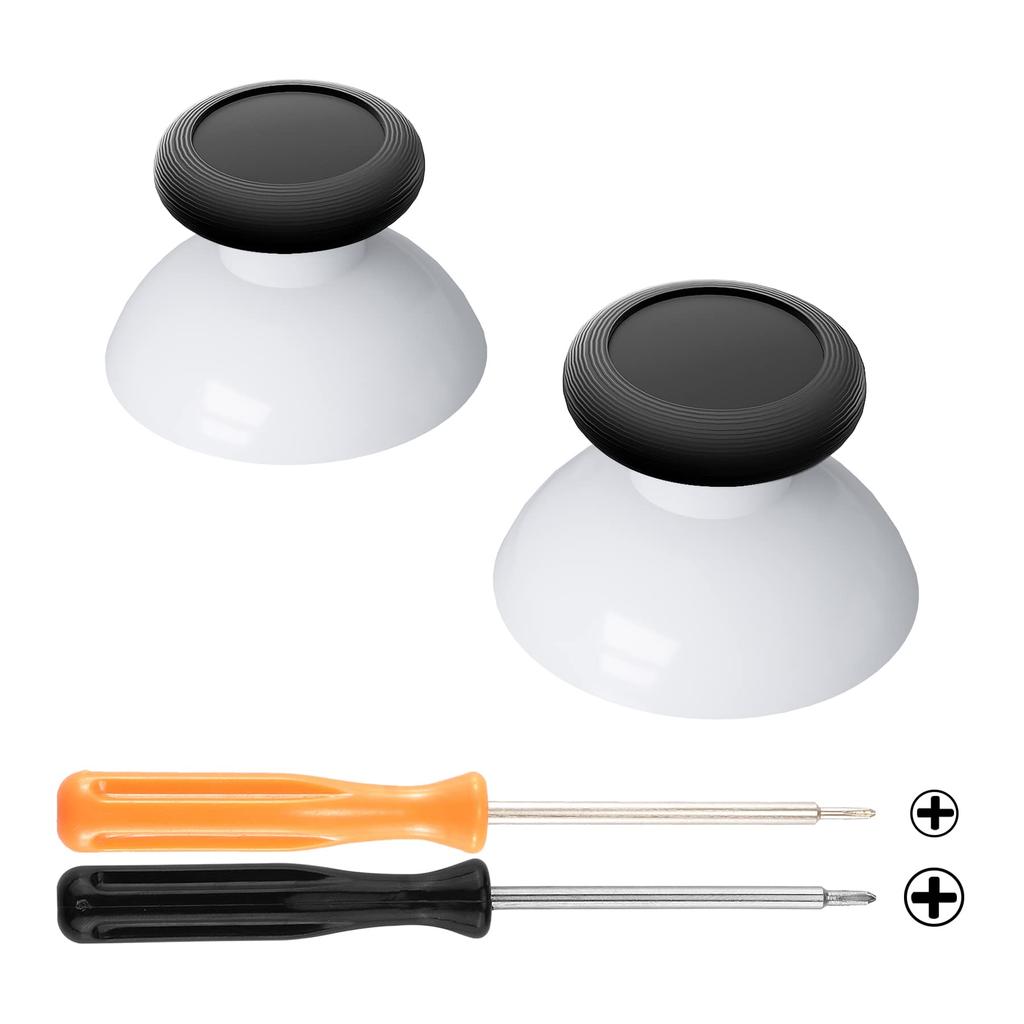 eXtremeRate Replacement 3D Joystick Thumbstick Analog Thumbstick for Switch Pro with Cross Driver White (Two-Tone Color), Compatible, [Robot & Black]