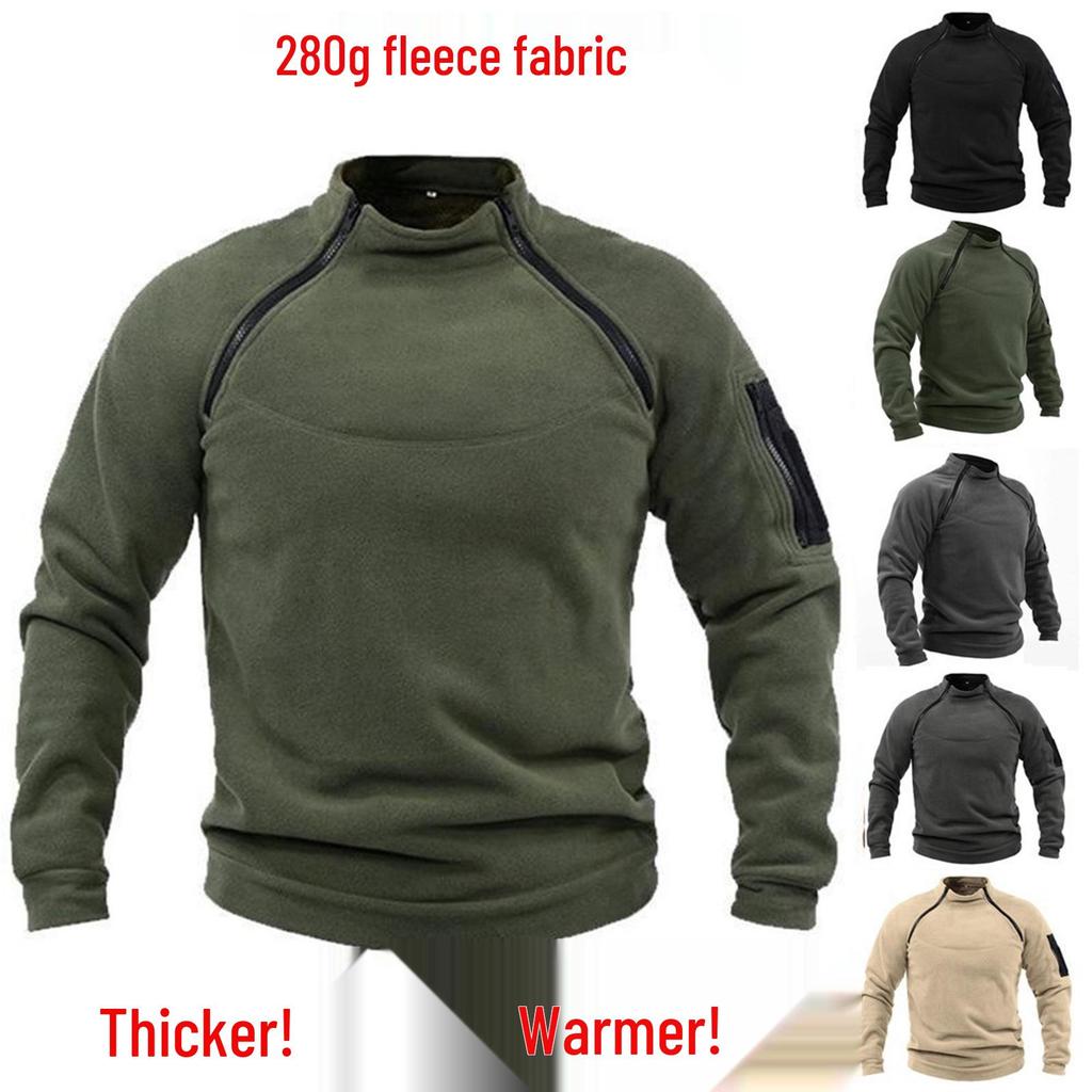 Men's Outdoor Color Block Hoodie: 280g Polar Fleece, Loose Fit, Warm Tactical Pullover