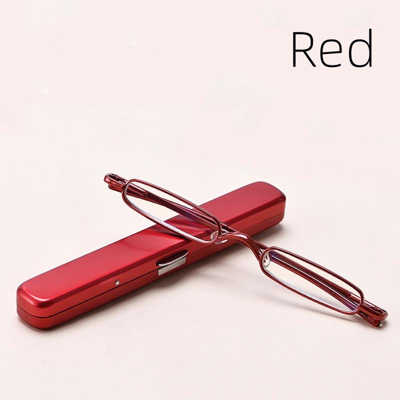 Unisex Pocket Reading Glasses Slim Mini Metal Readers with Pen Tube Case Reader Eyeglasses Diopter +1.0/1.5/2.0/2.5 Dropshipping
