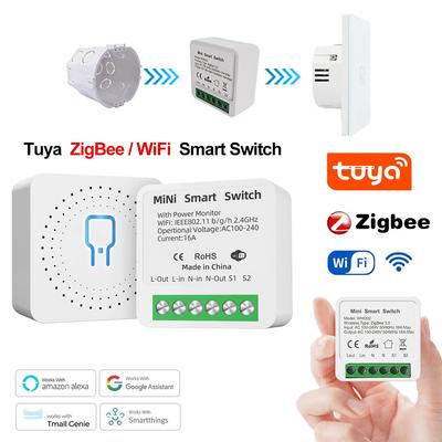 Tuya ZigBee WiFi Breaker Smart Switch 2Way Breaker Relay Module 220V 110V 16A Smart Life APP Voice Control For Alex Google Home