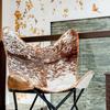 Handmade Leather Living Room Butterfly Chair Side Hand Stitch Leather Butterfly Chair for Relaxing with Powder Coated Folding Iron Frame