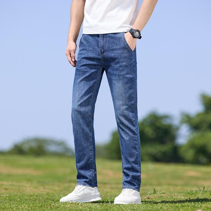 Summer men s jeans: lightweight, Korean-style, trendy, long-leg, embroidered, straight-leg, versatile 28