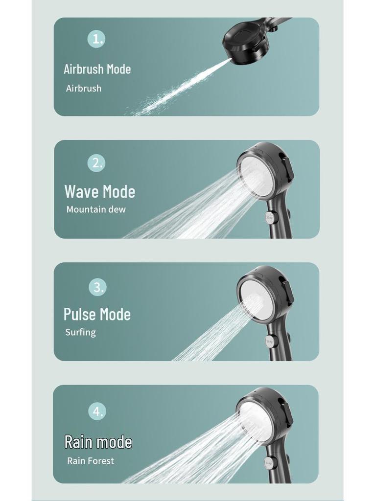 Four-Speed LED Display Temperature Control Shower Head with One-Key Stop Function