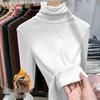 Women's Slim Fit High Neck Velvet Fleece-Lined Long Sleeve Top for Autumn/Winter