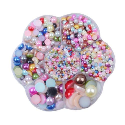 Hot Sale DIY Wedding Clothes Nail Art Decorations Plum Box Many Colors Flatback Glue Loose Resin Half Pearls Gem Rhinestones 2-10 mm MIXED