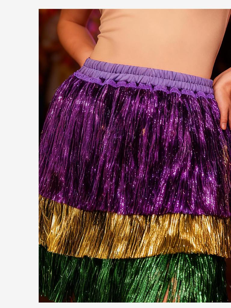 Mini-jupe en fil métallique européen - Tenue pour Fête de Danse de Carnaval & Spectacle sur Scène