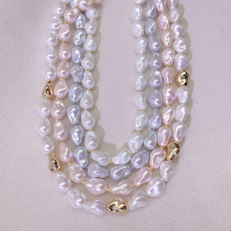 Collier Meier en perles baroques irrégulières - ras-de-cou coloré minimaliste chic haut de gamme pour femmes
