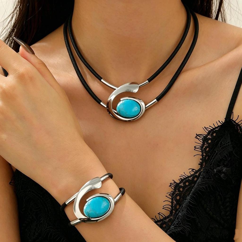 Bohemian Spiral Snail Acrylic Gemstone Jewelry Set: Women's Necklace & Bracelet Combo