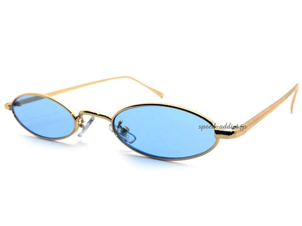 

METAL NARROW OVAL SUNGLASS Narrow Oval GOLD x LIGHT BLUE [DESIGN EYEWEAR] (Metal Sunglasses)