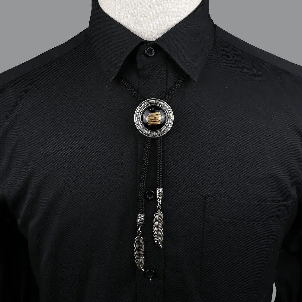 Vintage Aborigéni, Kožená Kravata, Trendy, Kravata Bolo, Western, Kovbojská Košeľa, Náhrdelník