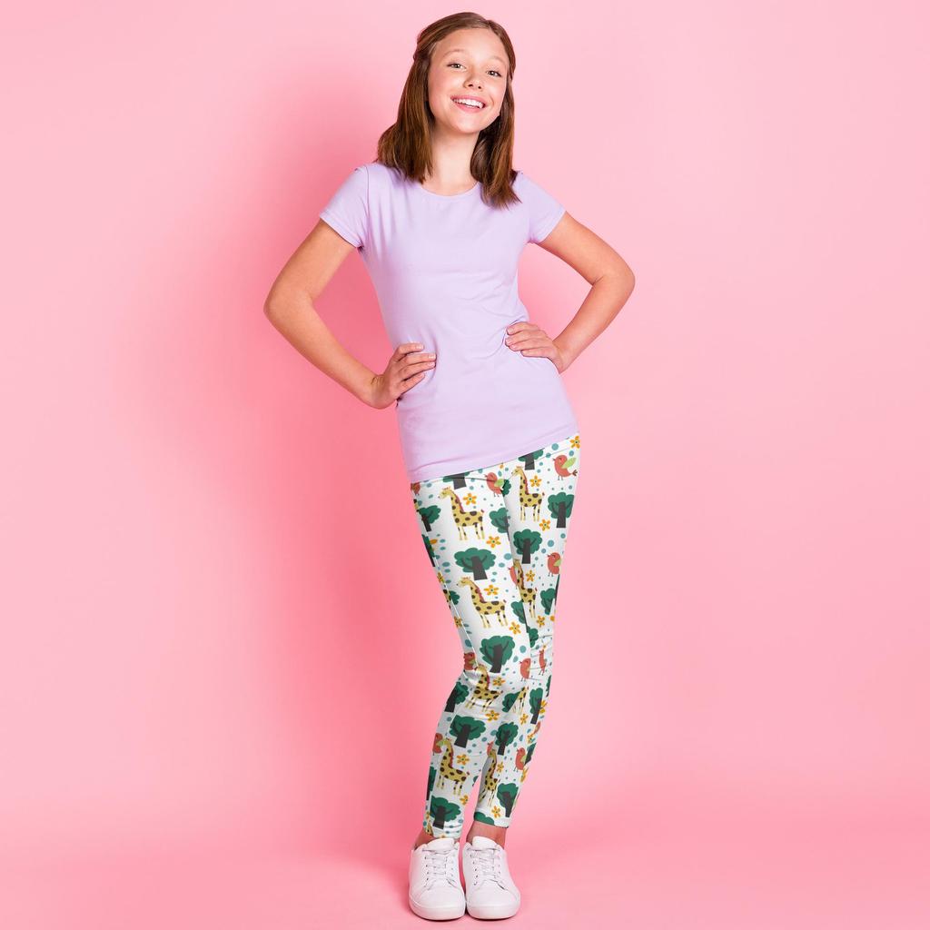 Girls' Cute Cartoon Print Sports Leggings - Stretchy and Stylish Tights