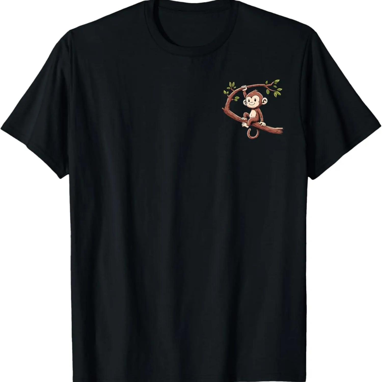 

Cute Monkey Hanging on a Branch Jungle Minimalist T-Shirt S чёрный