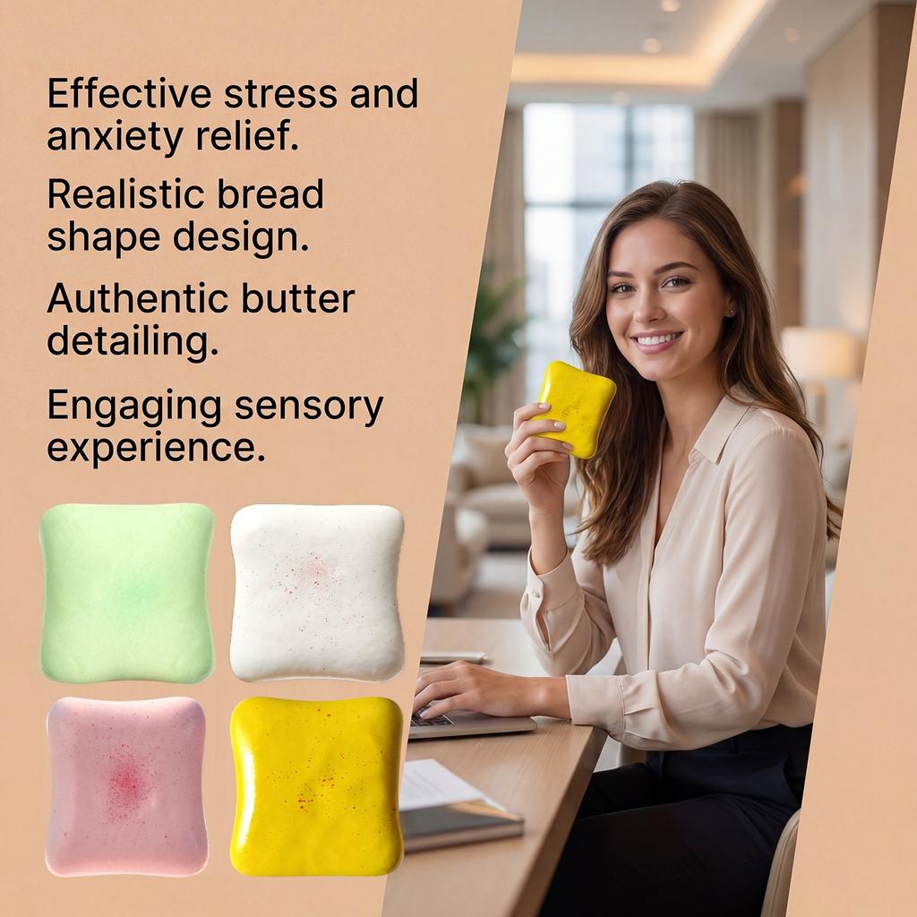 Ultra Soft Slow Rising Cream Toast Squishy, Realistic Food Shape Fidget Sensory Toy, Stress Relief Decompression Novelty Gift fo