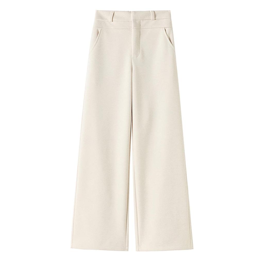 Women's Plus Size Wool Acetate Wide-Leg Pants - Autumn/Winter Thickened Straight-Leg Suit Pants