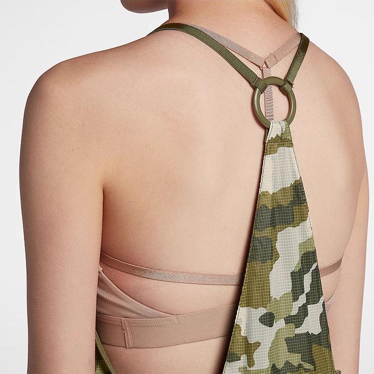 Nike Seria Lifestyle Sportowy Kamuflaż Wygodny Oddychający Sukienka Cami z Dekoltem w Serek Sukienki damskie Zielony 932368-072