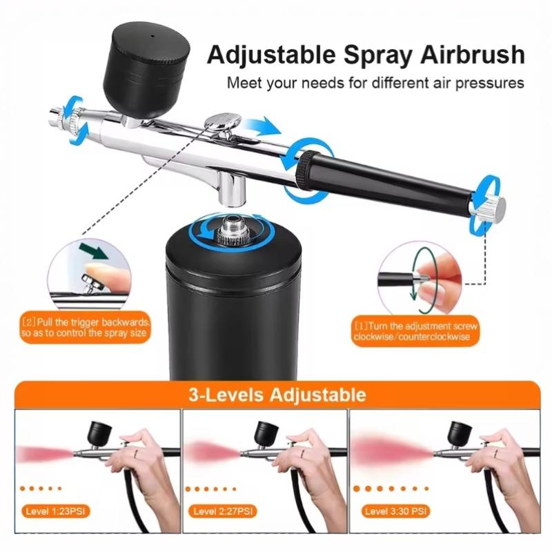 Portable Airbrush Compressor Set Usb Charging 03Mm Nozzle For Painting Tattoo Makeup
