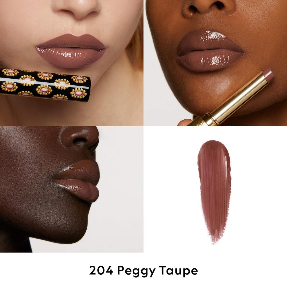 Gucci Glow   Care Shine Lipstick 0.06 Oz  1.8 Ml 204 Peggy Taupe Taupe Rosewood