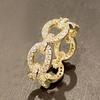 Huitan Kettenglied Design Fingerringe für Damen Voll besetzt mit strahlendem Zirkonia Statement Damen Hochzeitszubehör Schmuck