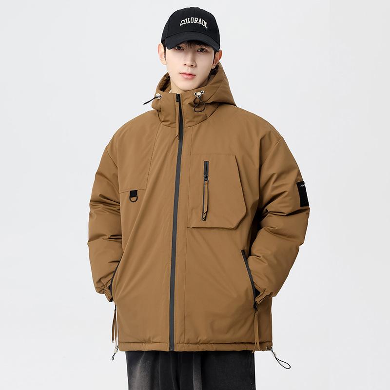 Men's new winter workwear couple down jacket men's plus velvet thickened warm hooded casual 90 down jacket