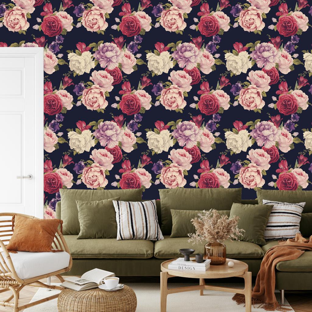 Colorful Roses Wallpaper for Living Room and Bedroom 50x1000
